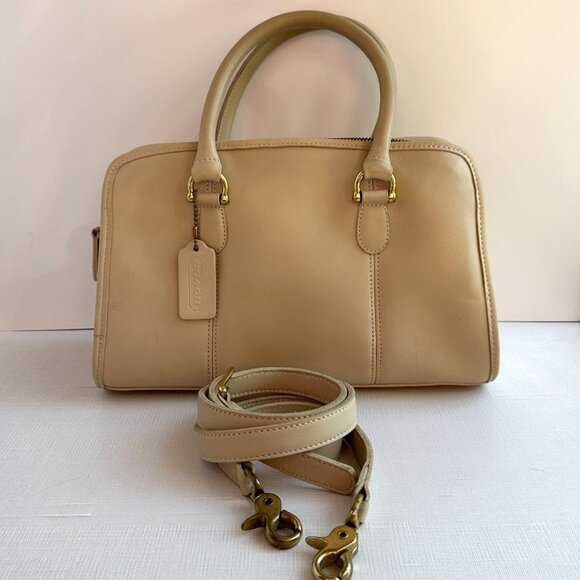 Vintage COACH Beaumont Satchel 9871 Bone Leather Top Handle Crossbody Bag - Picture 4 of 16